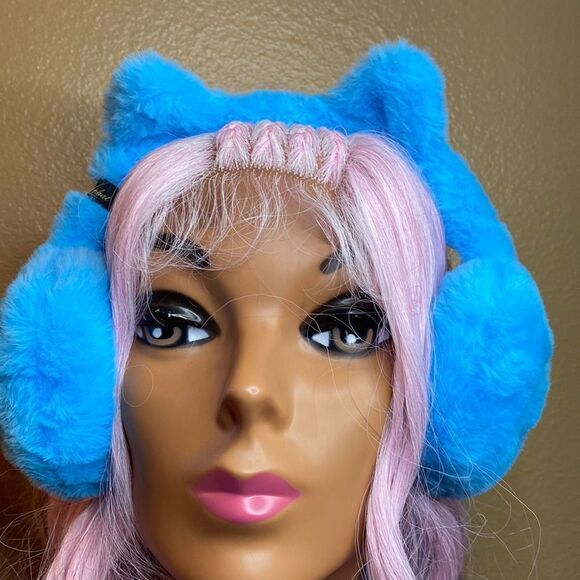 Blue Baby Phat Furry Ear Muffs - Picture 2 of 5